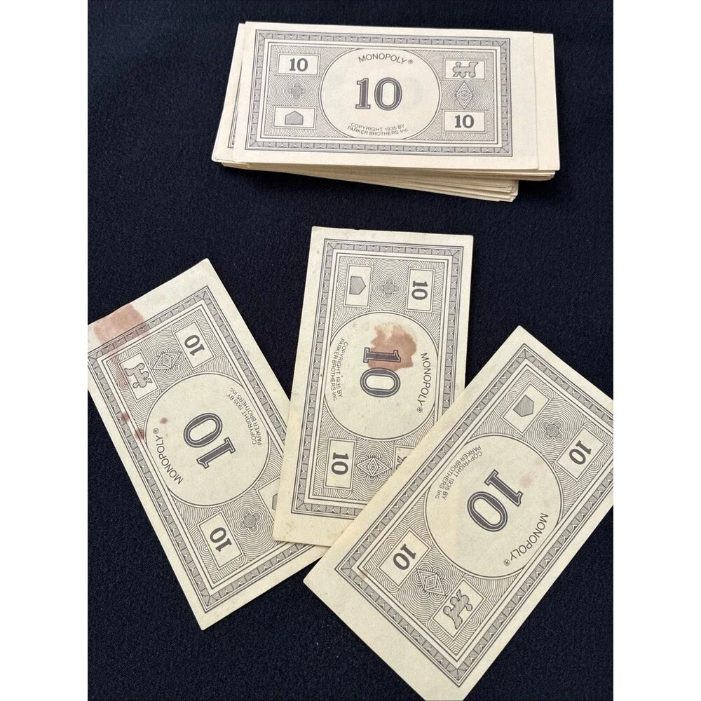 1973 Monopoly Board Game Replacement Paper Money Cash Dollars Bills Currency